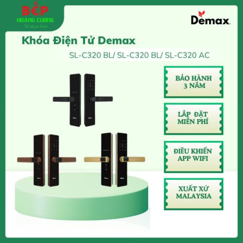 Khóa Điện Tử Demax SL - C320 BL màu đen, Lắp Đặt Miễn Phí, Xuất Xứ Malaysia