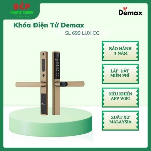 Khóa Điện Tử Chống Nước Demax SL 699 LUX CG, có App Wifi, Lắp Đặt Miễn Phí