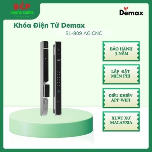 Khóa Điện Tử Demax SL - 909 AG CNC có Remote, Nhận diện Face ID, Lắp Đặt Miễn Phí