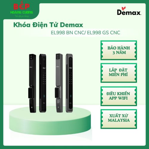 Khóa Điện Tử Demax EL998 GS CNC Màu Xám Ánh Sao, Điều Khiển App WiFI, Bảo hành 3 năm tại nhà