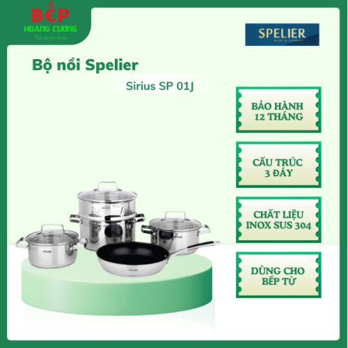 Spelier Sirius SP 01J Bộ nồi Inox 304 - Chống cháy khét - Phân phối nhiệt đều