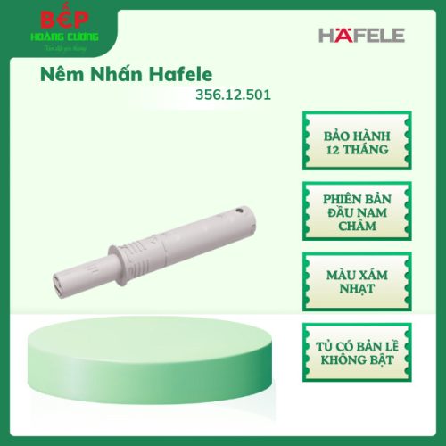 Hafele Nêm Nhấn Đầu Nam Châm 356.12.501 – Phiên Bản Vừa – Màu Xám Nhạt – Êm Ái, Độ Bền Cao