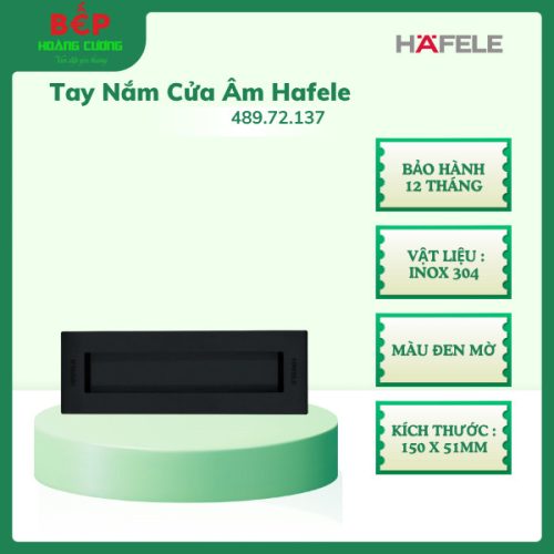 Hafele Tay Nắm Cửa Âm 489.72.137 – Inox 304 – Màu Đen Mờ Hiện Đại – Dành Cho Cửa Gỗ, Cửa Nhựa