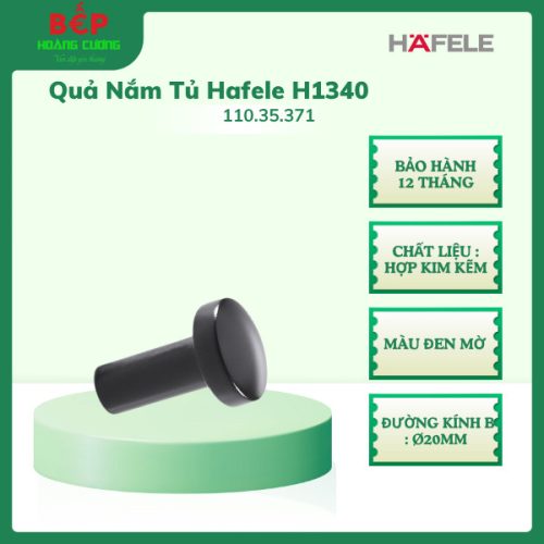 Hafele Quả Nắm Tủ H1340 110.35.371 – Màu Đen Mờ – Thiết Kế Tròn Hiện Đại – Hợp Kim Kẽm Bền Bỉ
