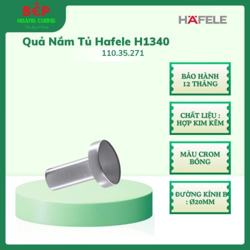 Hafele Quả Nắm Tủ H1340 110.35.271 – Mạ Crom Bóng – Hợp Kim Kẽm Bền Bỉ – Thiết Kế Tròn Sang Trọng