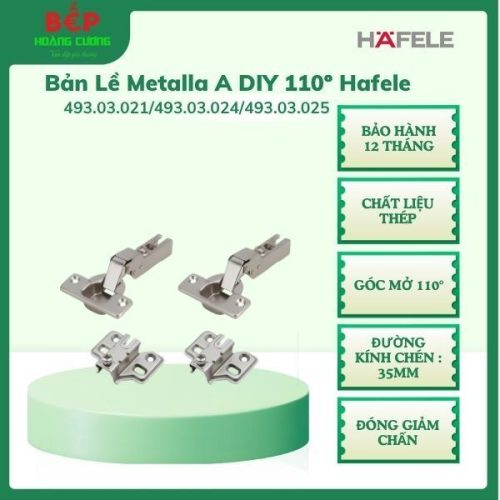 Hafele 493.03.025 Bản Lề Metalla A DIY 110º – Chất Liệu Thép – Giảm Chấn – Bảo Hành 12 Tháng