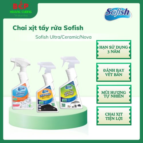 Sofish Ceramic Chai xịt tẩy rửa mặt kính bếp từ 3 in 1 Dạng xịt tiện dụng, dễ dùng