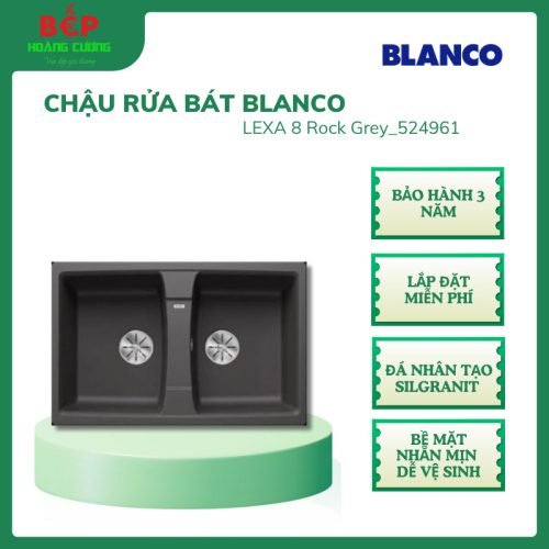 Chậu rửa đá BLANCO LEXA 8 Rock Grey_524961 Màu Đá Xám, Đá nhân tạo Silgranit, Bảo Hành 3 Năm