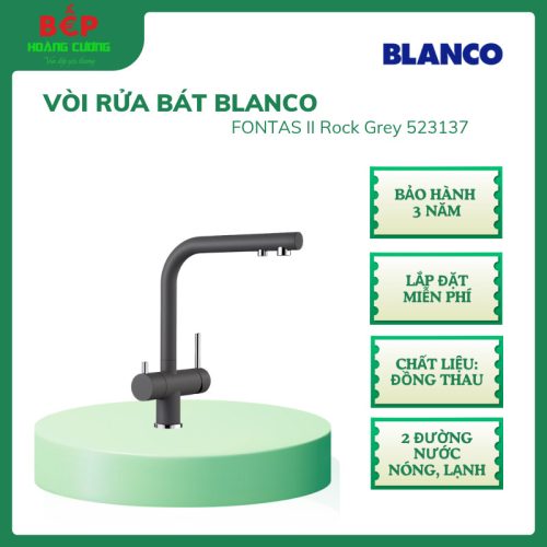 Vòi rửa chén Blanco FONTAS II Rock Grey 523137 Màu xám, Chất liệu Đồng thau, Bảo Hành 3 Năm
