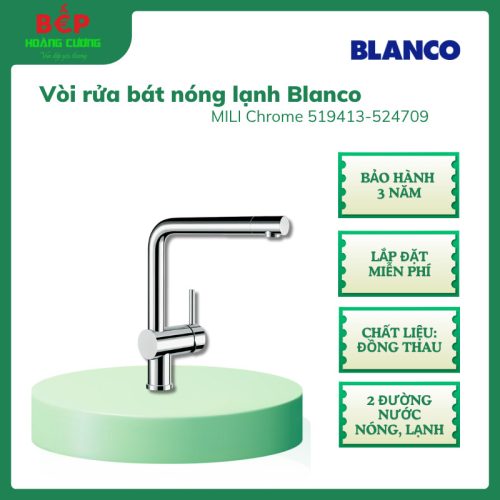 Vòi rửa bát nóng lạnh Blanco Mili Chrome 519413 Màu Chrome, 2 đường nóng lạnh, Bảo Hành 3 Năm