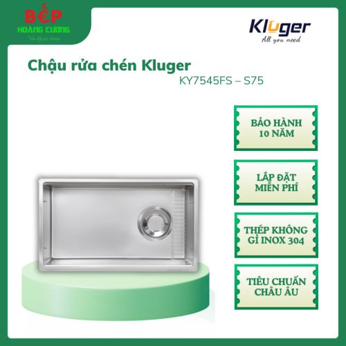Chậu rửa bát Kluger KY7545FS – S75 TOYA Series, Bề mặt LINEN dập nổi, Bảo hành 10 năm