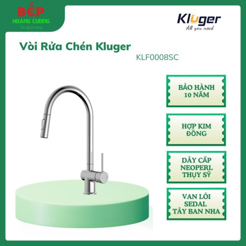 Vòi Rửa Bát Kluger KLF0008SC, Hợp kim đồng, Dây cấp Neoperl Thụy Sỹ, điều chỉnh nóng/lạnh