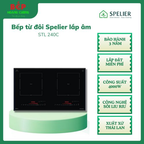 Bếp từ đôi Spelier STL-240C, Công Suất 4000W, Công Nghệ Sôi Liu Riu, Bảo hành 3 năm