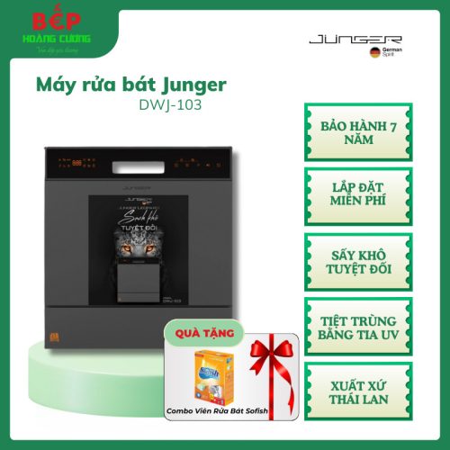 Máy Rửa Bát Junger DWJ-103 – 10 Bộ – Sấy SuperDry – UV Diệt Khuẩn – 8 Chương Trình Rửa – Inox 304