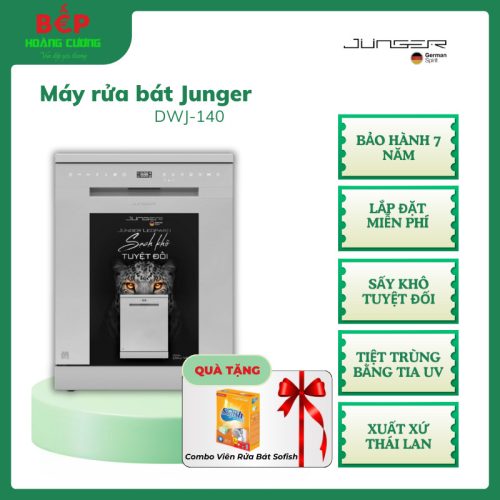 Máy Rửa Bát Junger Leopard DWJ-140 – 15 Bộ – AI Tự Điều Chỉnh – UV Diệt Khuẩn – Độ Ồn 49dB