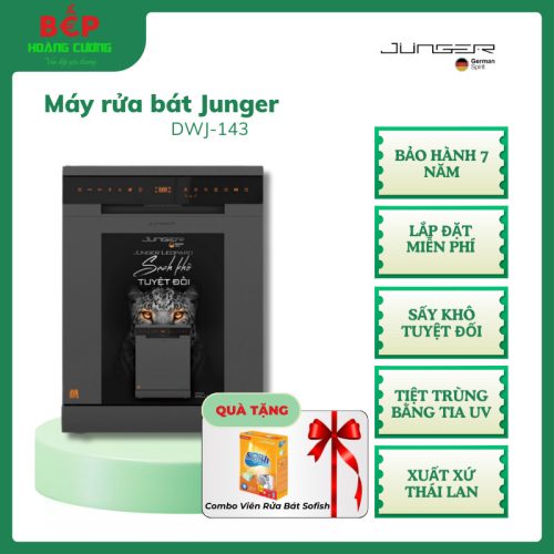 Máy rửa bát Junger DWJ-143 - AI Tự Nhận Diện Độ Bẩn – UV Diệt Khuẩn - Sức chưa 13 bộ