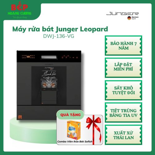 Máy rửa bát Junger Leopard DWJ-136-VG, Sấy Khô Tuyệt Đối, Khử khuẩn bằng tia UV