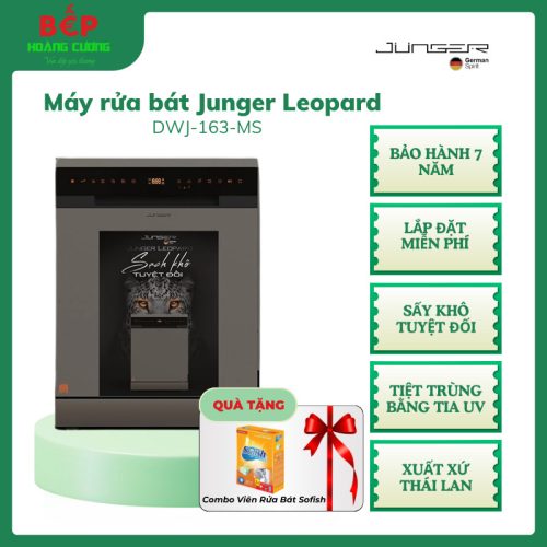 Máy rửa bát Junger Leopard DWJ-163-MS, Dung tích 15 bộ Châu Âu, Tiệt trùng bằng tia UV