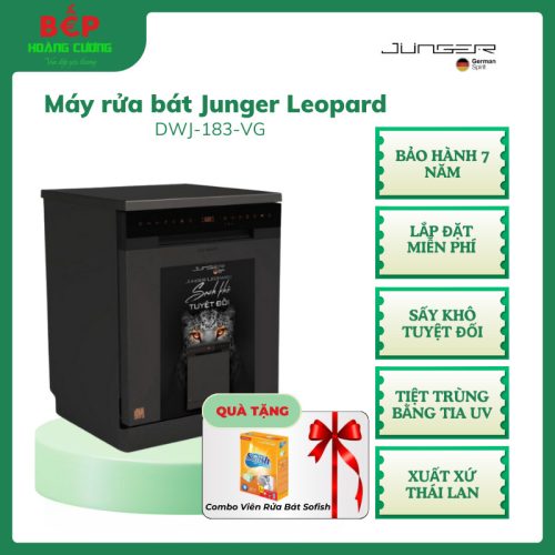 Máy rửa bát Junger Leopard DWJ-183-VG, Dung tích 15 bộ Châu Âu, Tiệt trùng bằng tia UV