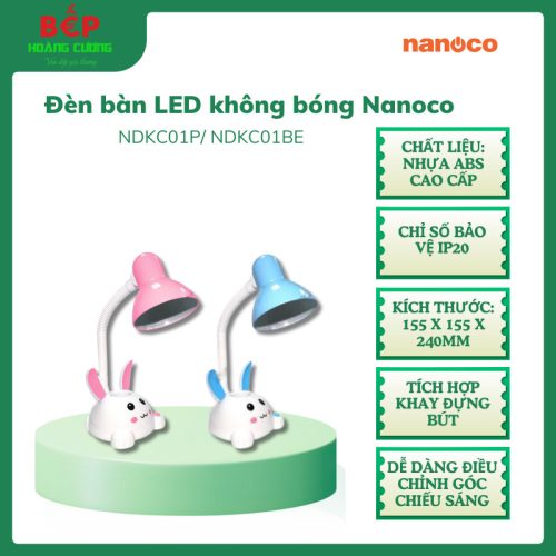 Đèn bàn LED Nanoco NDKC01BE, Chỉ số bảo vệ IP20, Tích hợp khay đựng bút
