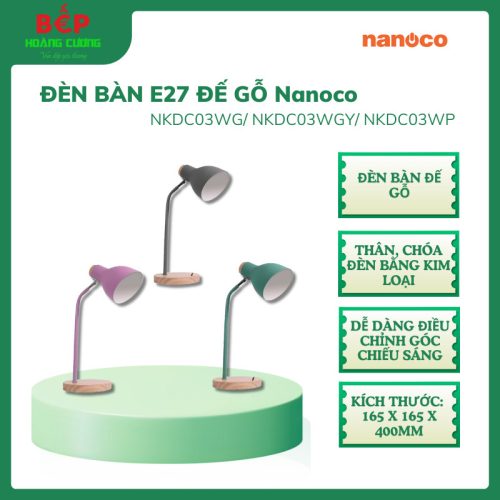 Đèn bàn đế gỗ Nanoco NDKC03WGY Màu xám, Dễ dàng điều chỉnh góc chiếu sáng