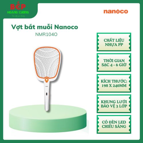 Vợt Bắt Muỗi Nanoco NMR104O, Khung lưới bảo vệ 3 lớp, Thời gian sạc từ 4 đến 6 giờ