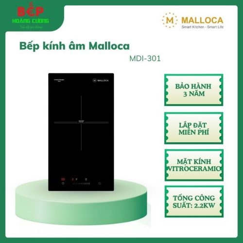 [Malloca] Bếp Từ DominoMDI-301 - Mặt kính Vitroceramic, Tổng công suất 2.2kW