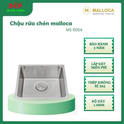 [Malloca] Chậu rửa chén MS 6054 – Thép không rỉ 304, Độ dày 1.0mm, Bảo hành 3 Năm
