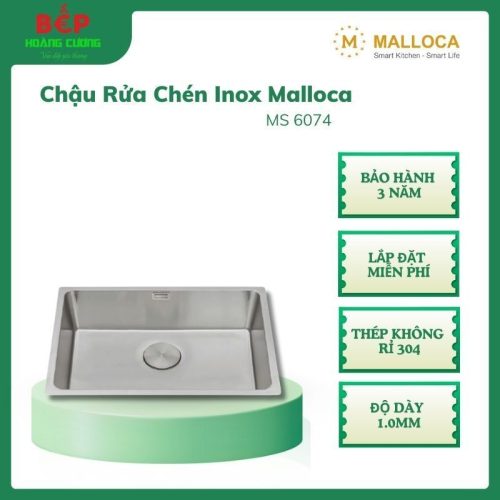 [Malloca] Chậu rửa chén MS 6074 – Thép không rỉ 304, Độ dày 1.00m