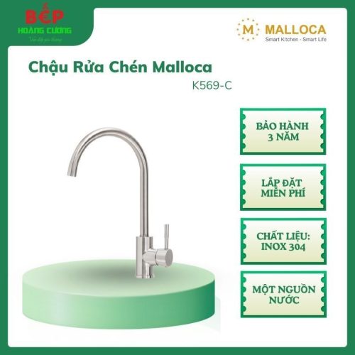 Malloca Vòi Chậu Rửa Chén K569-C - Chất liệu inox 304, Một đường nước, Bảo hành 3 năm