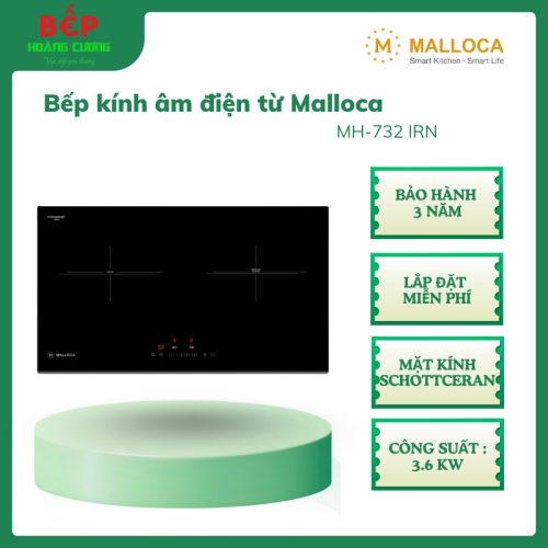 Malloca MH-732 IRN – Bếp điện từ đôi âm tủ – Tổng công suất 3.6kW – Mặt kính Vitroceramic