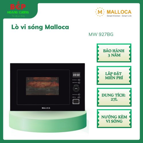 Malloca MW-927BG Đen – Lò vi sóng kết hợp nướng – Dung tích 27L – Điều khiển cảm ứng