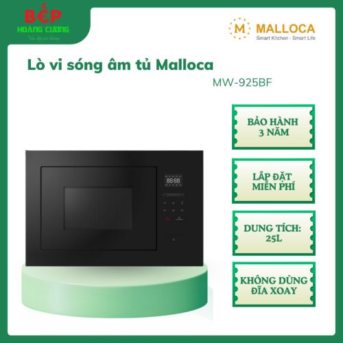 Malloca MW-925BF – Lò vi sóng âm tủ – Dung tích 25L – Điều khiển cảm ứng – Kết hợp nướng