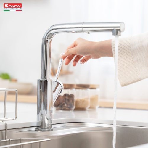 Vòi Rửa Bát Dây Rút Konox Artan Chrome – Bảo hành vòi 5 năm, Vòi rửa bát dây rút, 2 chế độ xả 13 vn 11134207 820l4 mg1t0bm5fll4fd
