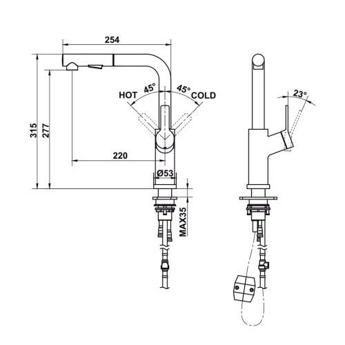 Hafele 570.85.048 Vòi Rửa Chén LUX-P HT25-SH1P315 – SUS304 – Chrome bóng – Dạng vòi rút – Chính hãng 10 vn 11134207 820l4 mg98981cgzkdc4