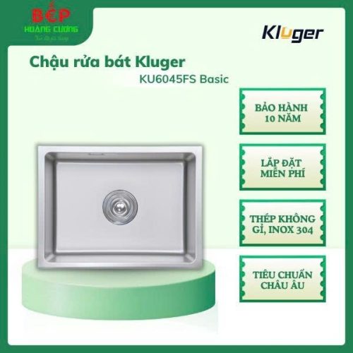 Kluger KU6045FS Basic – Chậu rửa bát Inox 304 – Bề mặt Linen chống xước – Seamless ép liền khối