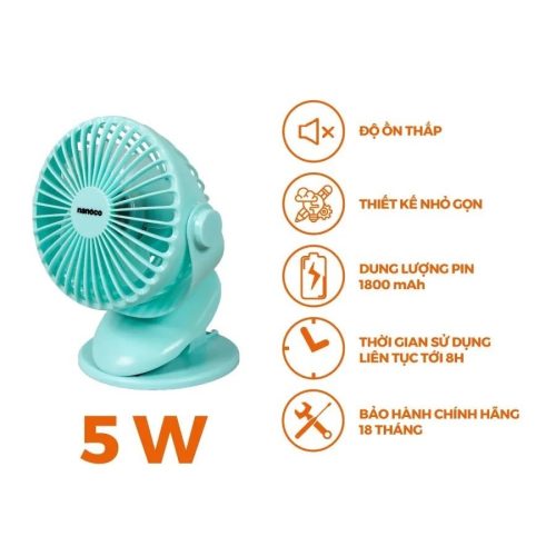 Quạt sạc Nanoco NRF5210G - Chất liệu Nhựa ABS - 3/4 cấp độ gió 8 vn 11134275 7ras8 mc1g5m39rutx07