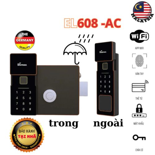 Khóa Điện Tử Demax EL608 GB CNC Không Remote, Tiêu chuẩn chống nước Ip56, Bảo hành 3 năm tại nhà 10 vn 11134275 7ras8 mcftxuub593943
