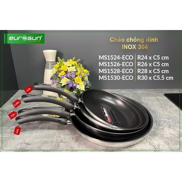 Eurosun MS1526-ECO Chảo chống dính inox - Lòng 3 lớp Quantanium - size 26cm - Tay cầm cách nhiệt 8 Eurosun MS1526-ECO Chảo chống dính inox - Lòng 3 lớp Quantanium - size 26cm - Tay cầm cách nhiệt - Ảnh 6