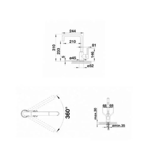 Vòi rửa bát nóng lạnh Blanco Mili Chrome 519413 Màu Chrome, 2 đường nóng lạnh, Bảo Hành 3 Năm 11 vn 11134275 7ras8 mda1dmkwd9d9d7