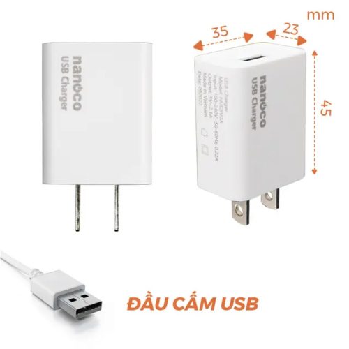 Cốc sạc Nanoco Model NUC5V2A, Jack cắm USB, Sạc nhanh 2.1A, Công suất 10.5W 14 vn 11134275 7ras8 mdv5tzqkis2le2