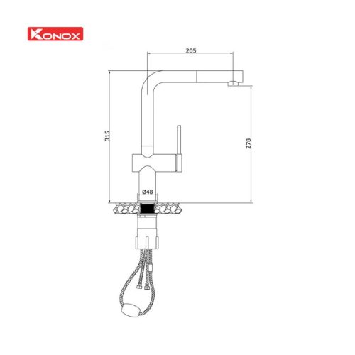 Vòi rửa bát dây rút Stream Smart Nude 8 Thông số kĩ thuật vòi rửa bát dây rút Stream Smart Nude